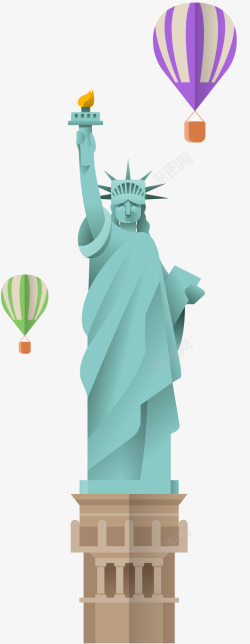 美国旅游美食手绘自由女神像插画高清图片