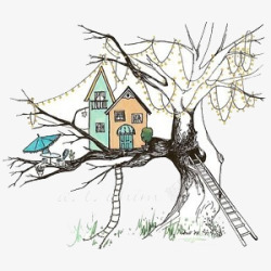 树上小屋手绘树上小屋高清图片