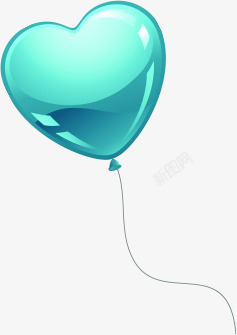蓝色爱心珠光气球七夕情人节素材