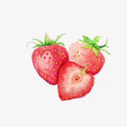 美食水彩画草莓果子手绘画片高清图片