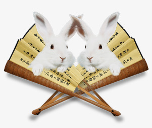 扇子上的玉兔png免抠素材_88icon https://88icon.com 中秋节元素 小白兔 扇子上的玉兔
