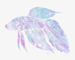 紫色小鱼水墨小鱼高清图片