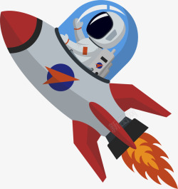 卡通飞船火箭卡通创意坐火箭宇航员人物插画高清图片