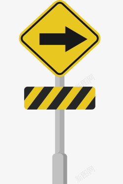 黄色路牌向右行驶路标高清图片