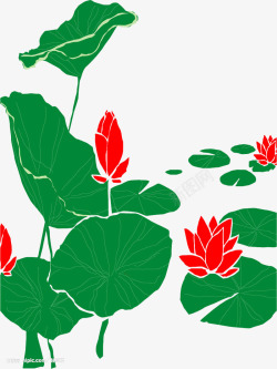 红莲花卡通红莲花高清图片