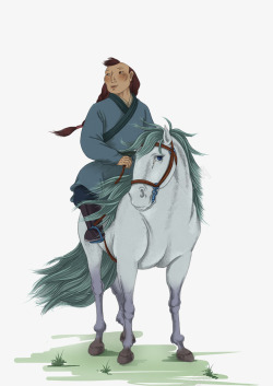 蒙古族男人骑马图素材