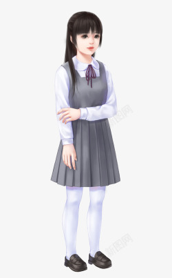 校服装女孩素材