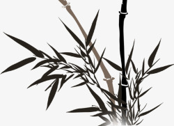 手绘中国风黑色竹子素材