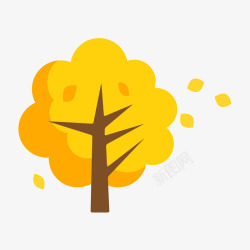 黄色的树叶和灰黄色的树矢量图素材
