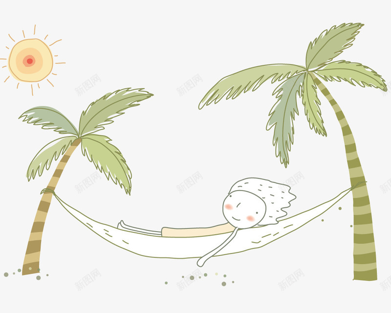 在树底下晒太阳矢量图ai免抠素材_88icon https://88icon.com 人物 创意 度假 手绘 插画 矢量图