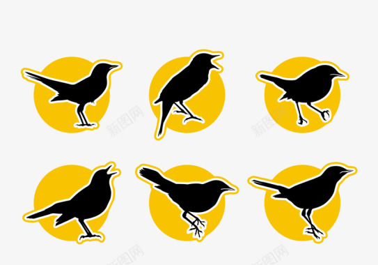 卡通鸟类乌鸦图标图标