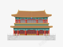 北京地标北京古建筑手绘插画高清图片