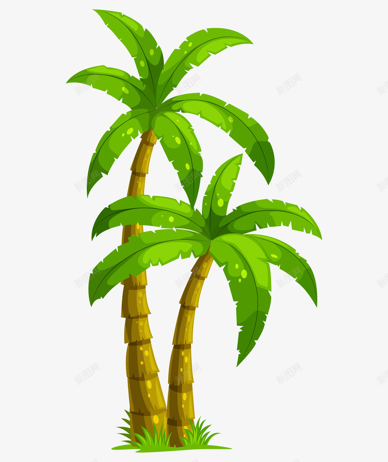 卡通绿色椰子树png免抠素材_88icon https://88icon.com 免抠图 小树 抠图 插画 椰子树 绿色的树 装饰画