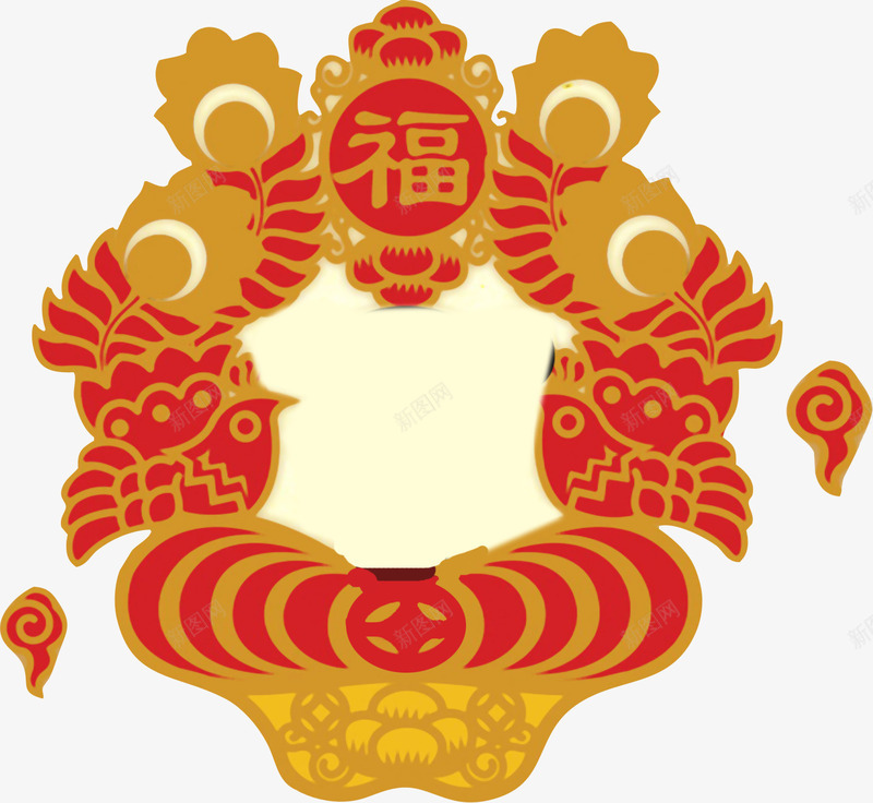 共同红色花纹福字png免抠素材_88icon https://88icon.com 共同 红色 花纹