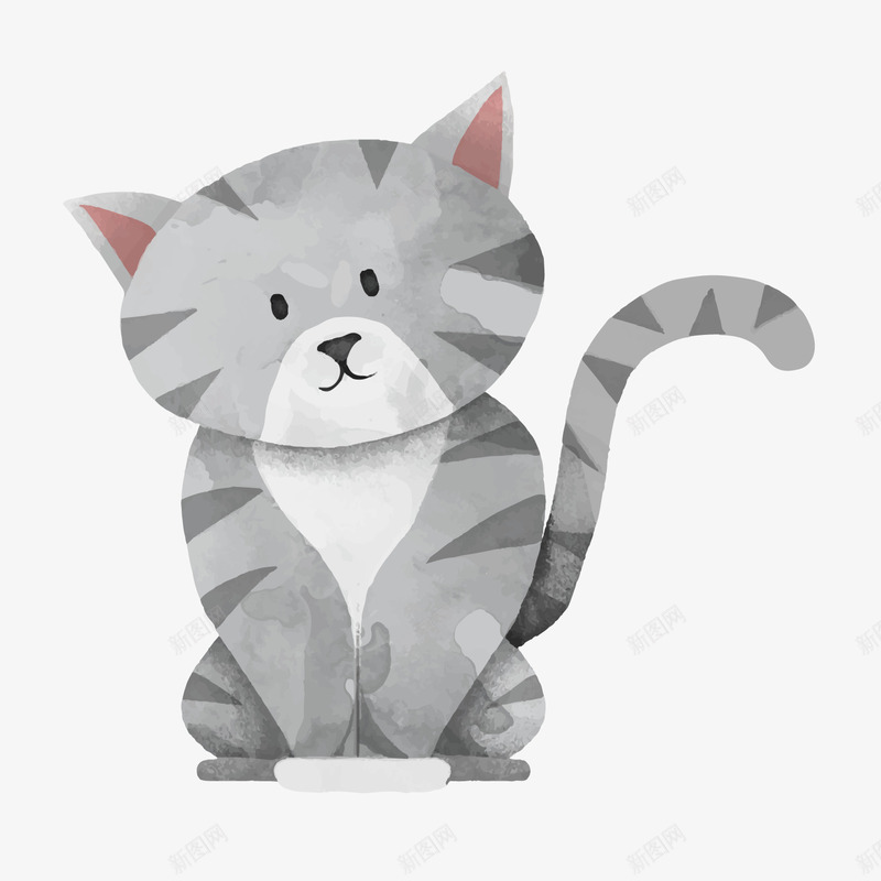 灰色可爱小猫png免抠素材_88icon https://88icon.com 卡通动物 可爱小猫 小猫咪 灰色小猫 背景装饰