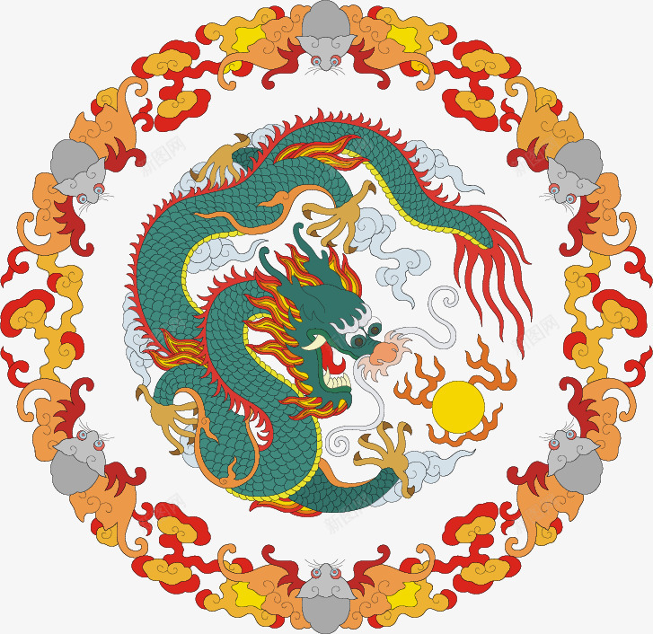 龙纹矢量图ai免抠素材_88icon https://88icon.com 中国文化 中国龙 免费矢量下载 插画 矢量图 祥龙图案 龙纹