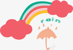 卡通彩虹雨伞矢量图素材