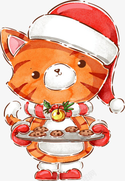 圣诞节做饼干的小猫矢量图素材