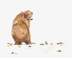 秋天插画水彩小熊高清图片