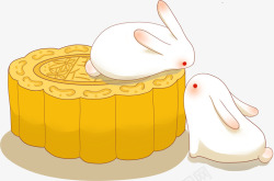 卡通中秋月饼中秋月饼兔子插画高清图片