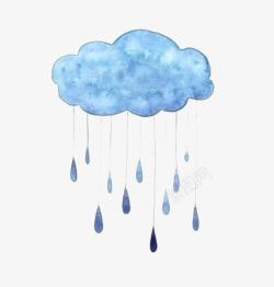 蓝色雨滴水彩云彩高清图片