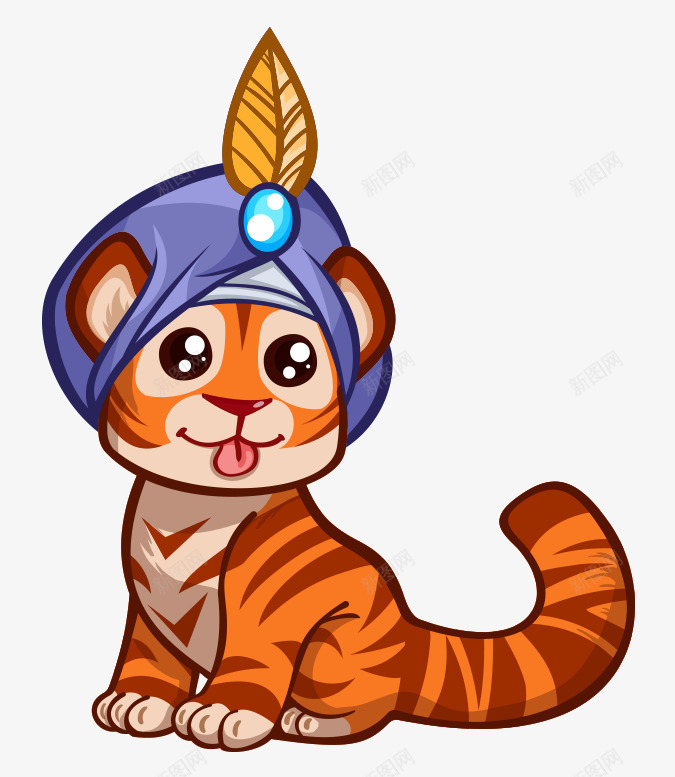 卡通手绘可爱戴头巾小猫png免抠素材_88icon https://88icon.com 卡通的动物 可爱的小猫 戴头巾的小猫 手绘的小猫