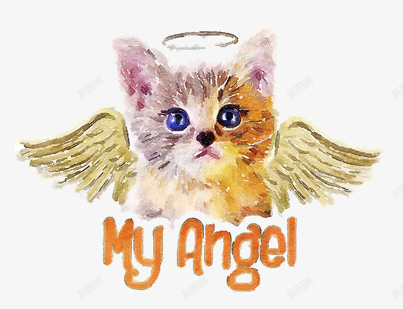 天使小猫png免抠素材_88icon https://88icon.com 创意动物 创意小猫 卡通动物 手绘动物