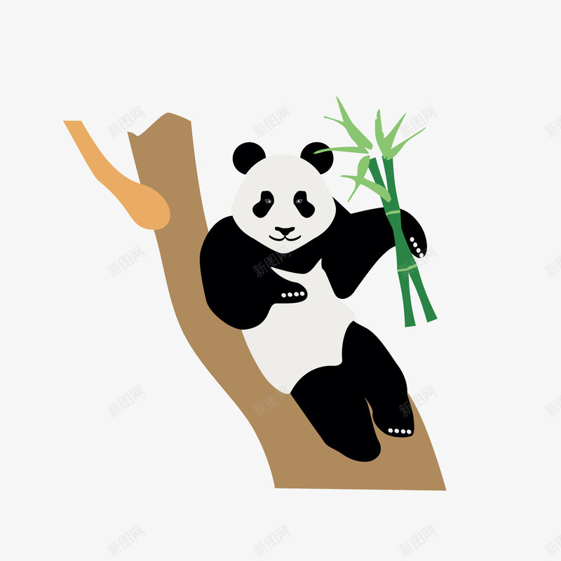 灰色大熊猫png免抠素材_88icon https://88icon.com 可爱 国宝 大熊猫 扁平化 树木 灰色 竹子 绿色 黑色