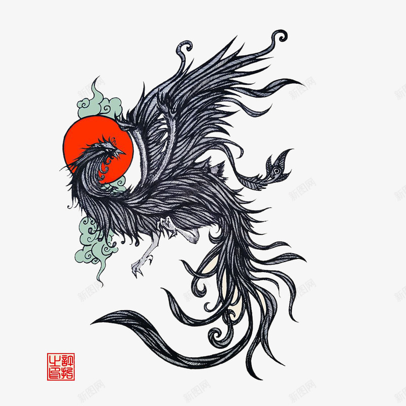 中国上古神兽朱雀png免抠素材_88icon https://88icon.com 上古神兽 中国 四圣兽 四大神兽之一 插画 朱雀 灵兽 神兽 神兽插画