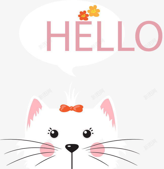 打招呼的小猫png免抠素材_88icon https://88icon.com hello 猫 白色 粉色