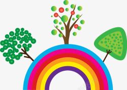 卡通创意彩虹小树素材