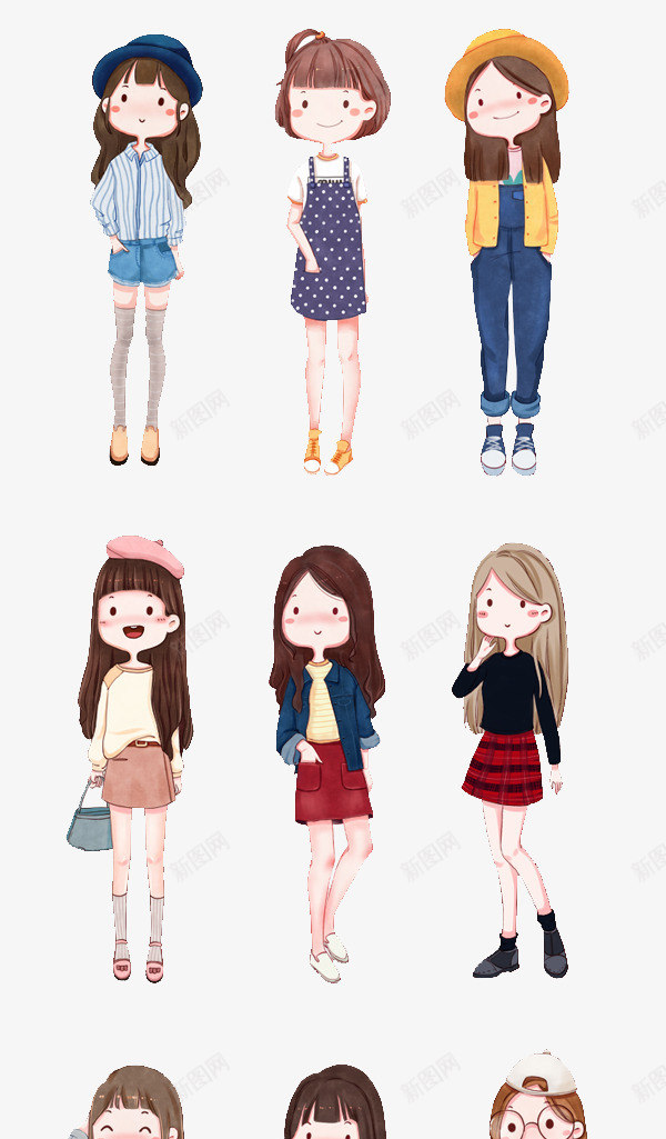 可爱卡通手绘女孩合集psd免抠素材_88icon https://88icon.com PNG 卡通女孩 可爱女孩 女孩合集 手绘女孩