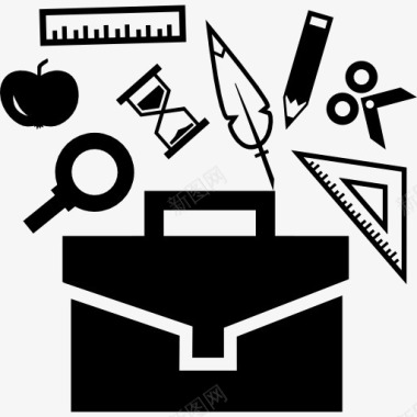 论文材料公文包和工具为学校图标图标