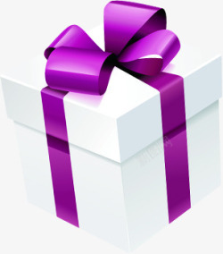 白色礼盒紫色缎带七夕情人节素材