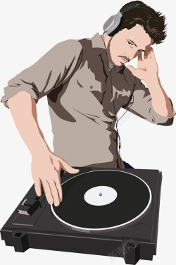 戴耳机的小人夜店音乐DJ高清图片