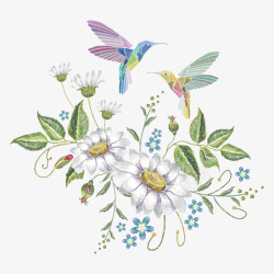 母亲节传统艺术刺绣花朵装饰插画矢量图素材