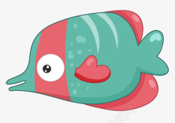 美人鱼海底鱼类卡通手绘绿色小鱼高清图片