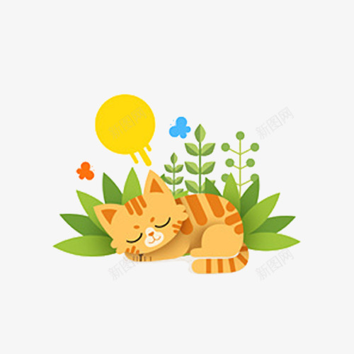 阳光下的小猫咪png免抠素材_88icon https://88icon.com 夏天 猫咪 绿色 阳光