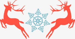 冬季圣诞节雪花驯鹿素材