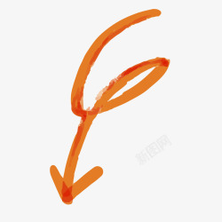 橙色波浪箭头卡通橙色手绘箭头矢量图高清图片