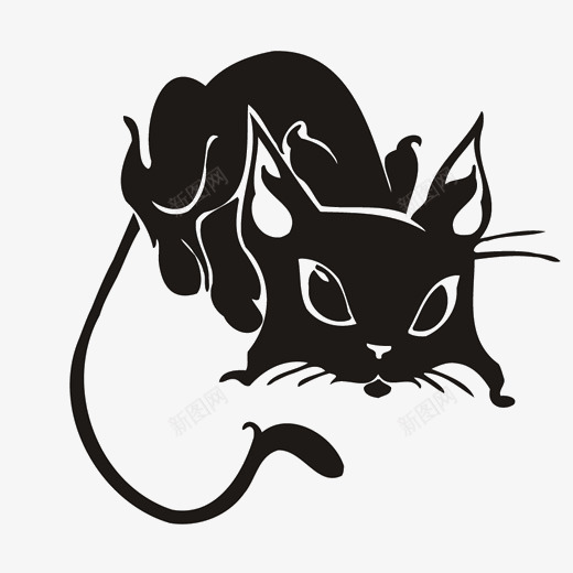 黑白手绘猫png免抠素材_88icon https://88icon.com 动物 墨水 手绘猫 黑猫