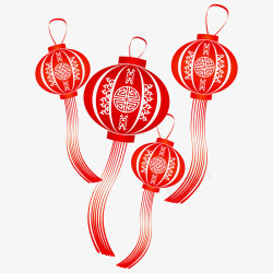 新年红色灯笼装饰素材
