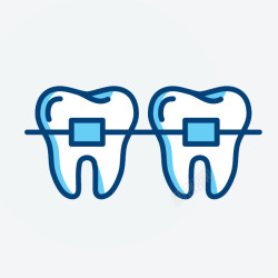 牙套两颗可爱的卡通矫正牙齿插画图标高清图片