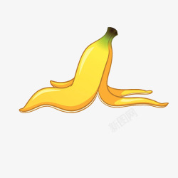 手绘香蕉皮卡通倒着的香蕉皮高清图片