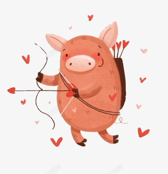 射箭小猪png免抠素材_88icon https://88icon.com 丘比特 动物 卡通 可爱 射箭 手绘 拟人 插画 猪