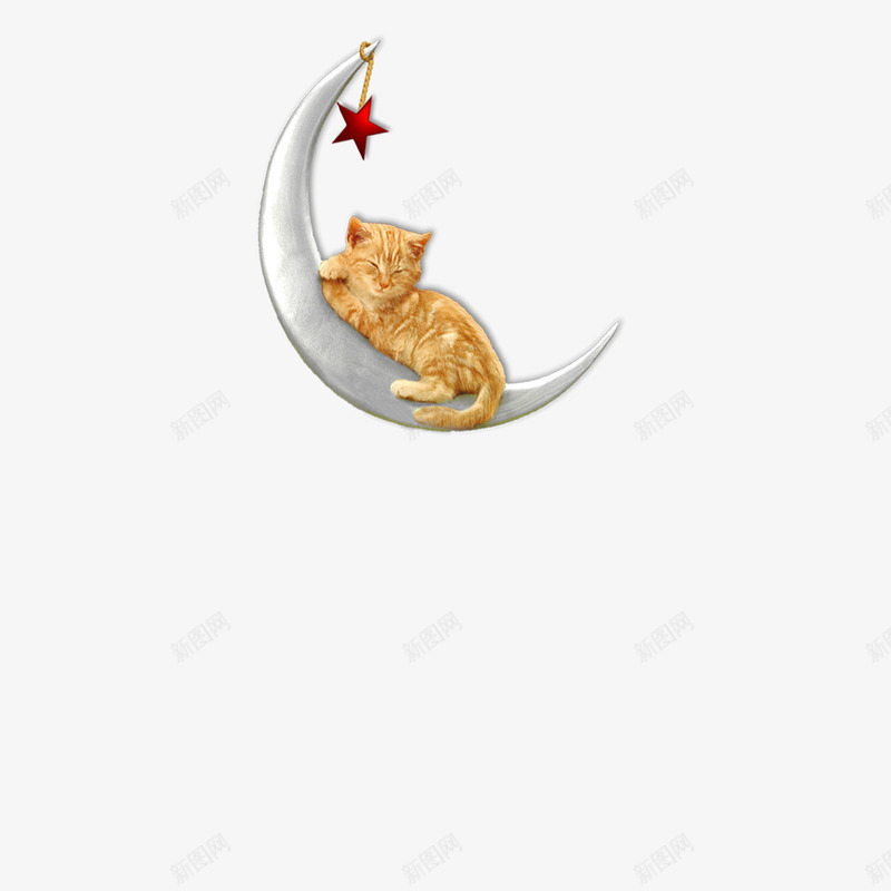 躺在月亮上的黄色小猫咪png免抠素材_88icon https://88icon.com 躺在月亮上的黄色小猫咪