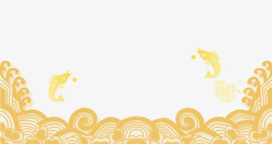 折扇吊饰中式金色祥云云彩高清图片