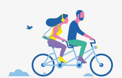 卡通双人盖被双人自行车高清图片
