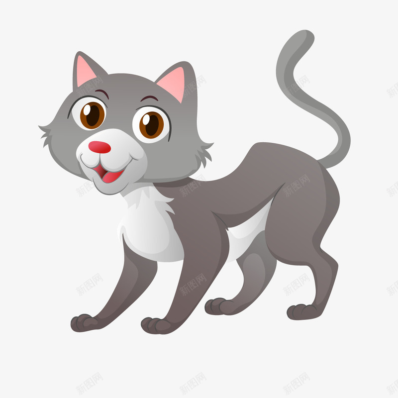 卡通灰色小猫png免抠素材_88icon https://88icon.com 动物 卡通 宠物 平面 手绘 灰色 猫咪 皮毛