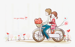 骑单车的情侣情侣骑单车高清图片